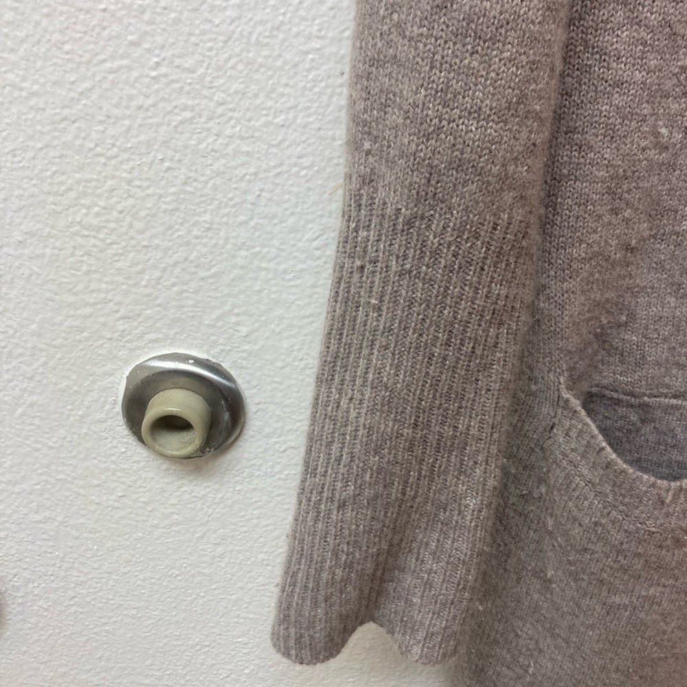 HALOGEN Beige Cashmere Blend Open Front Duster Cardigan (M) - Picture 4 of 5